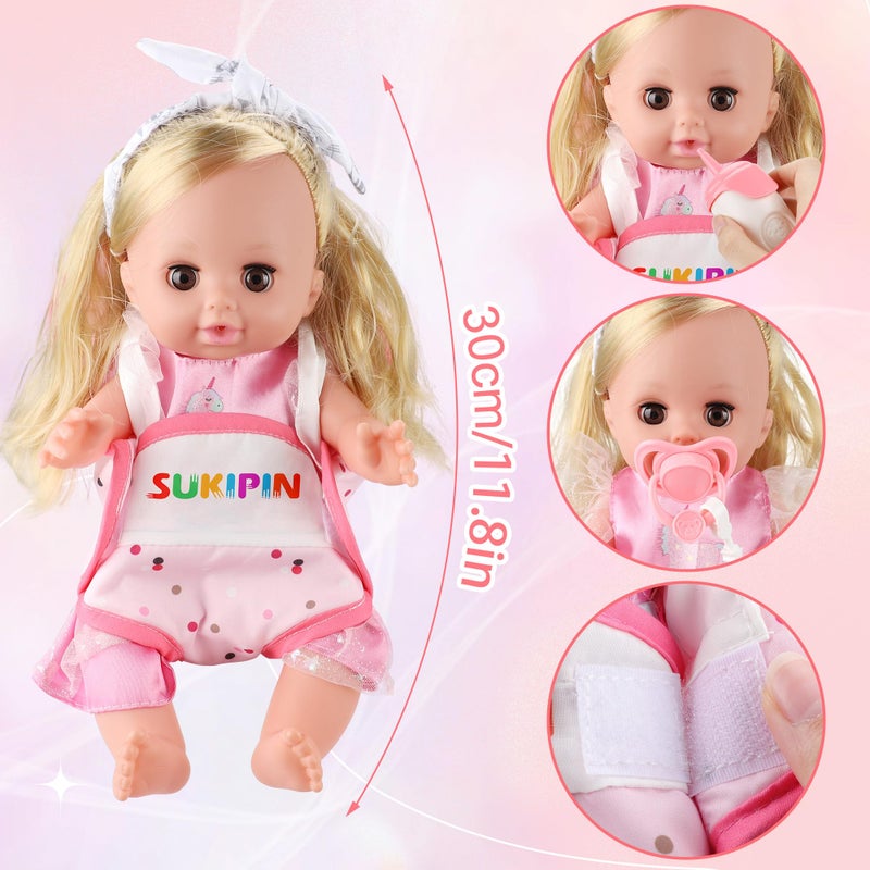 SUKIPIN Baby Doll Playsets for Girls  Baby Doll with Accessories Set for Girls 3-5  Baby Doll Set for 3 4 5 Year Old Girls Gifts  Stocking Stuffers for Toddlers Kids (Doll Playset) - Image 4